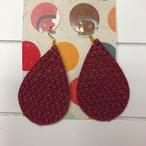 Burgundy Leather Earrings